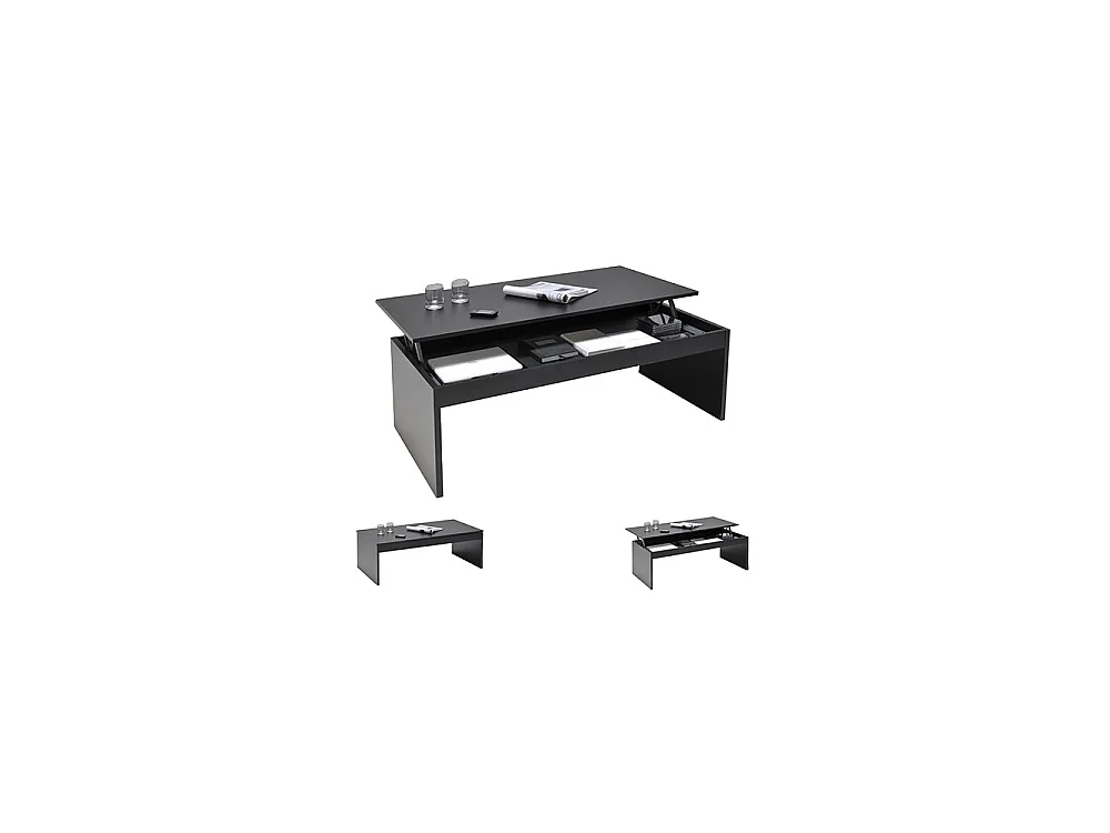 Table basse plateau relevable DARWIN 120x60cm / Noir