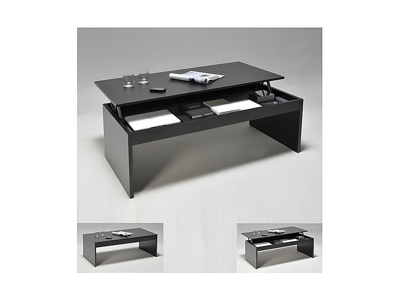 Table basse plateau relevable DARWIN 120x60cm / Noir