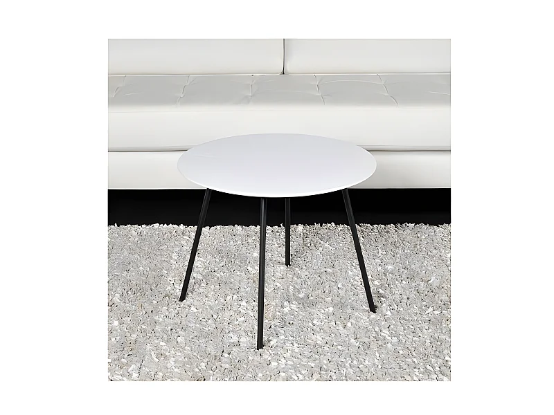 Table basse LYRA diamètre 55cm / Décor Chêne Blanc