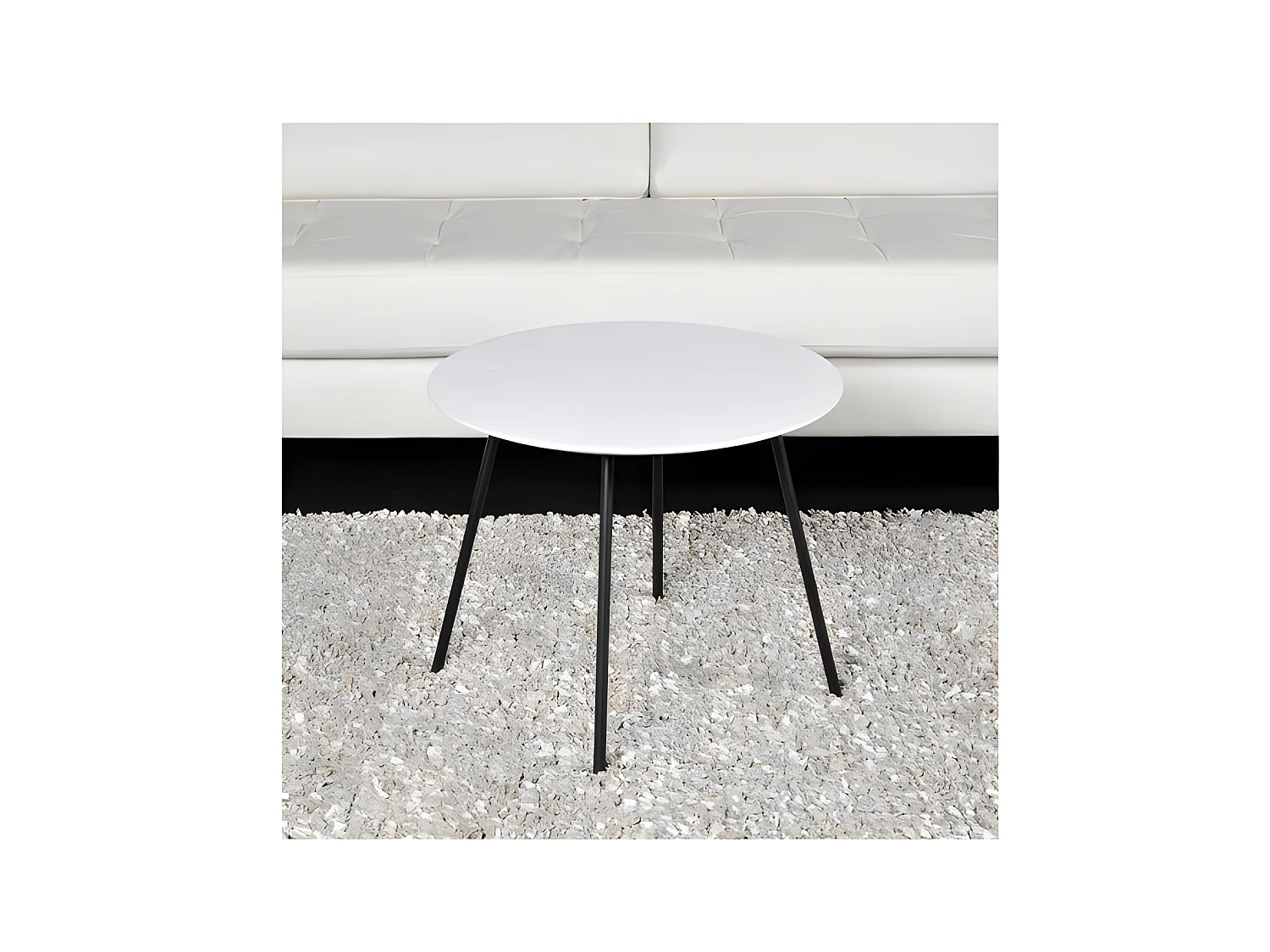 Table basse LYRA diamètre 55cm / Décor Chêne Blanc