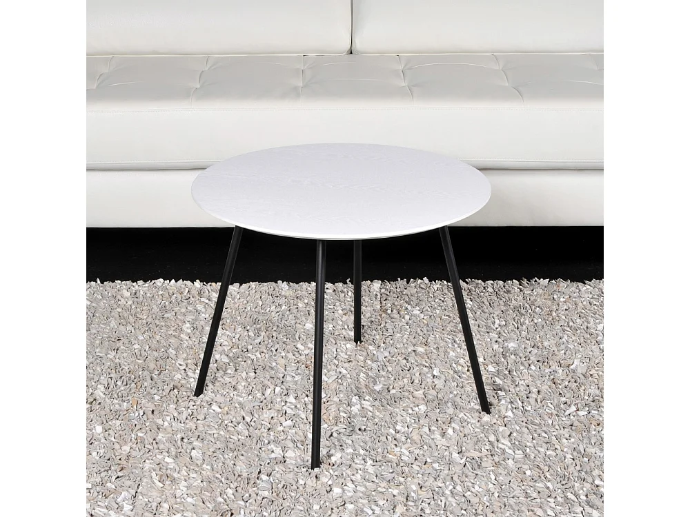 Table basse LYRA diamètre 55cm / Décor Chêne Blanc
