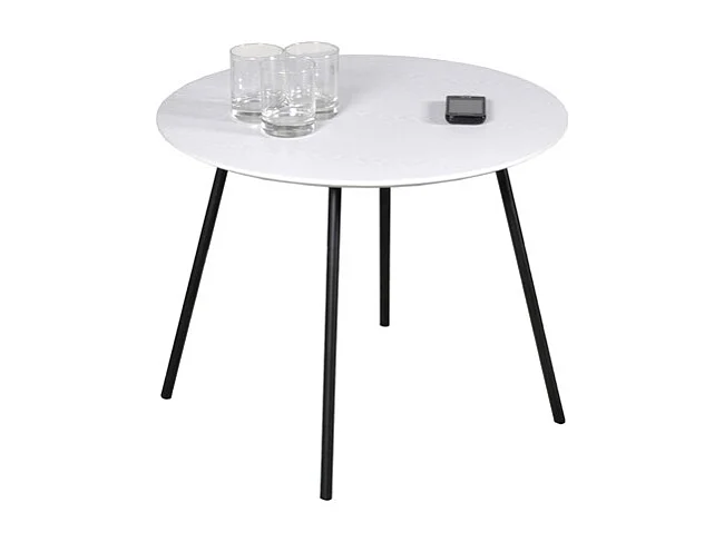 Table basse LYRA diamètre 55cm / Décor Chêne Blanc