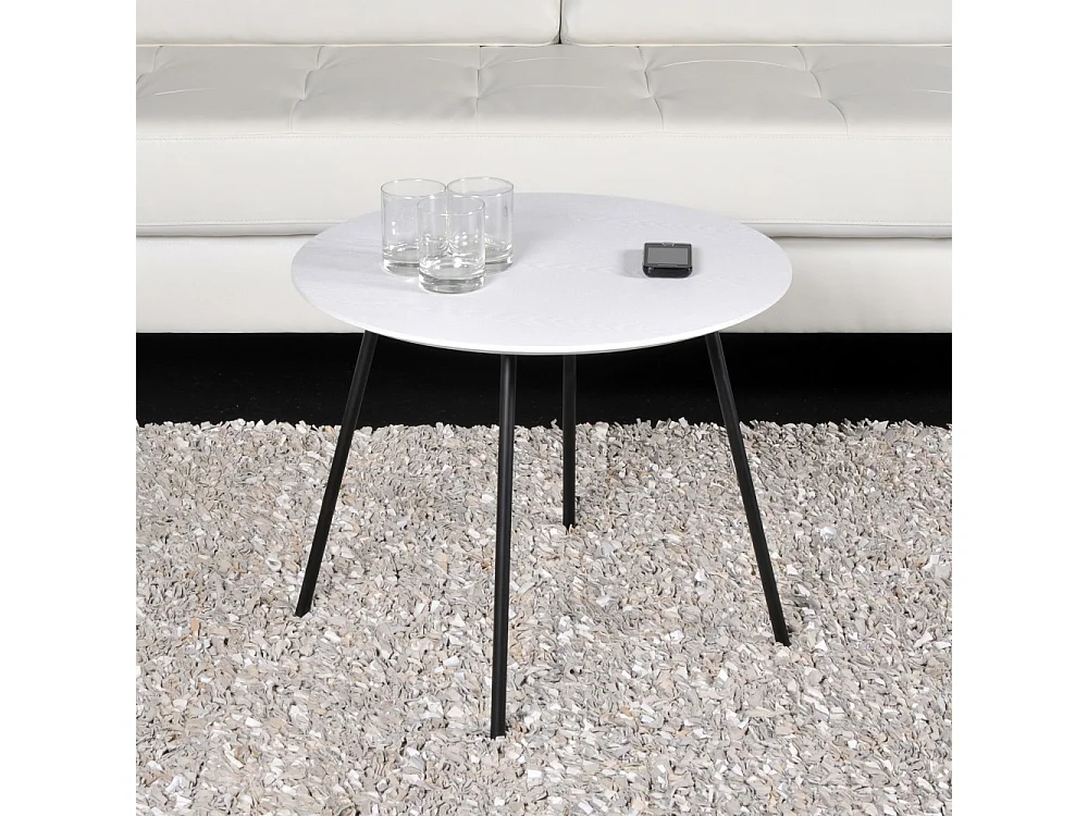 Table basse LYRA diamètre 55cm / Décor Chêne Blanc