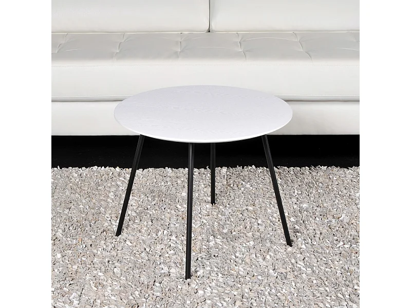 Table basse LYRA diamètre 55cm / Décor Chêne Blanc