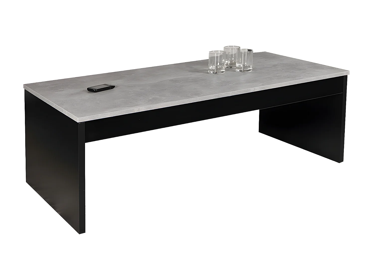 Table basse 120cm plateau relevable Darwin Noir et béton