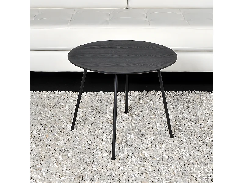 Table basse LYRA diamètre 55cm / Décor Chêne Noir