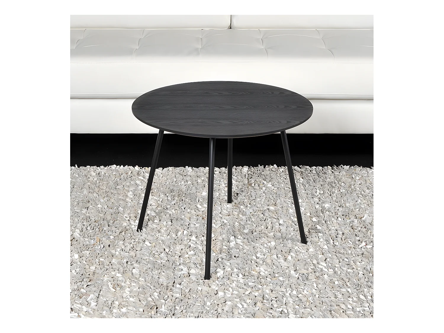 Table basse LYRA diamètre 55cm / Décor Chêne Noir
