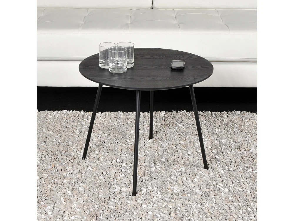 Table basse LYRA diamètre 55cm / Décor Chêne Noir