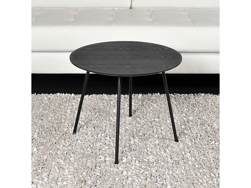 Table basse LYRA diamètre 55cm / Décor Chêne Noir