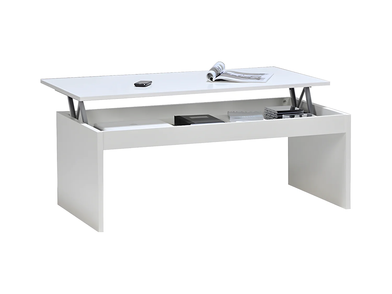 Table basse plateau relevable DARWIN 100x50cm / Blanc