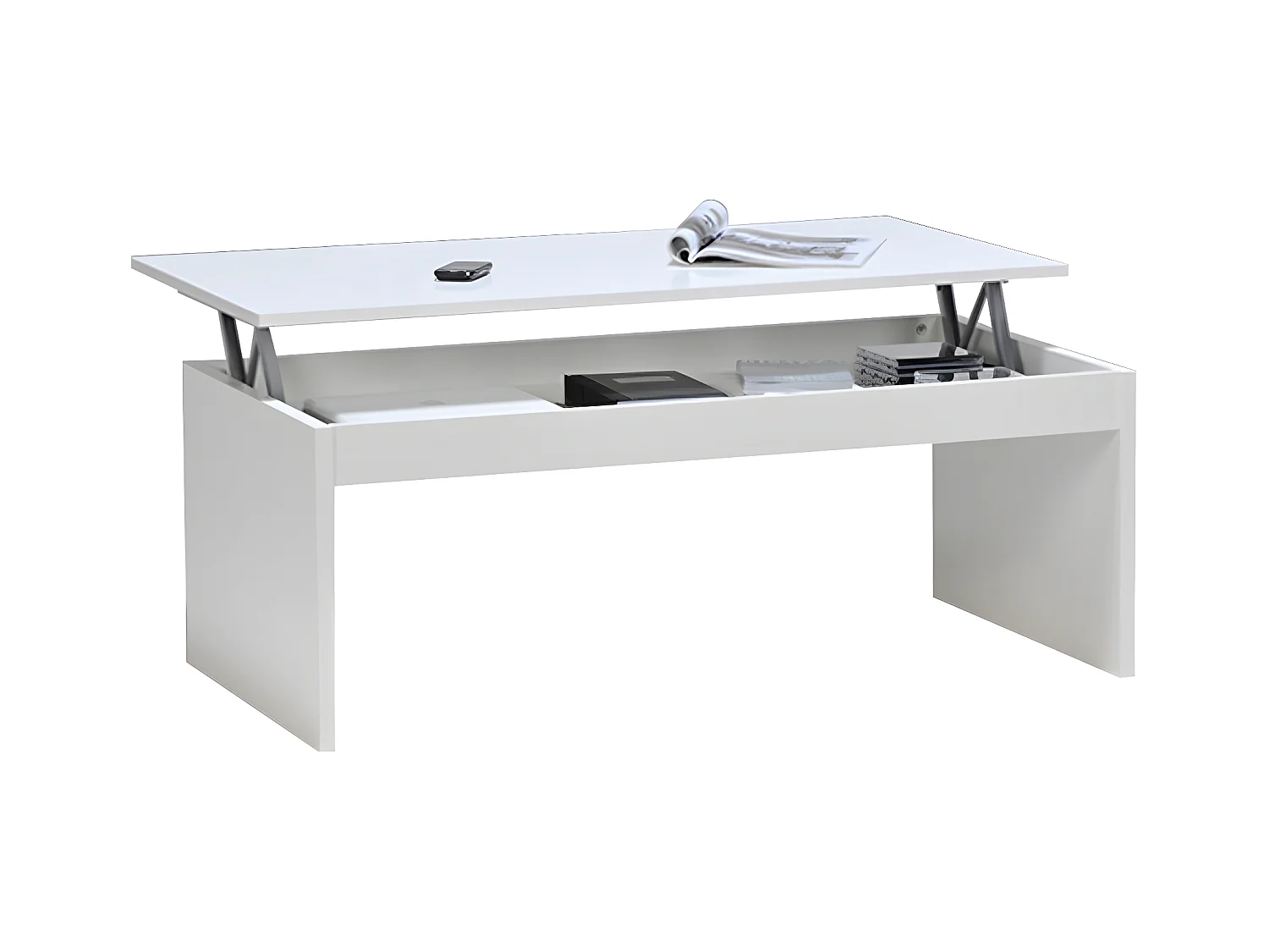 Table basse plateau relevable DARWIN 100x50cm / Blanc