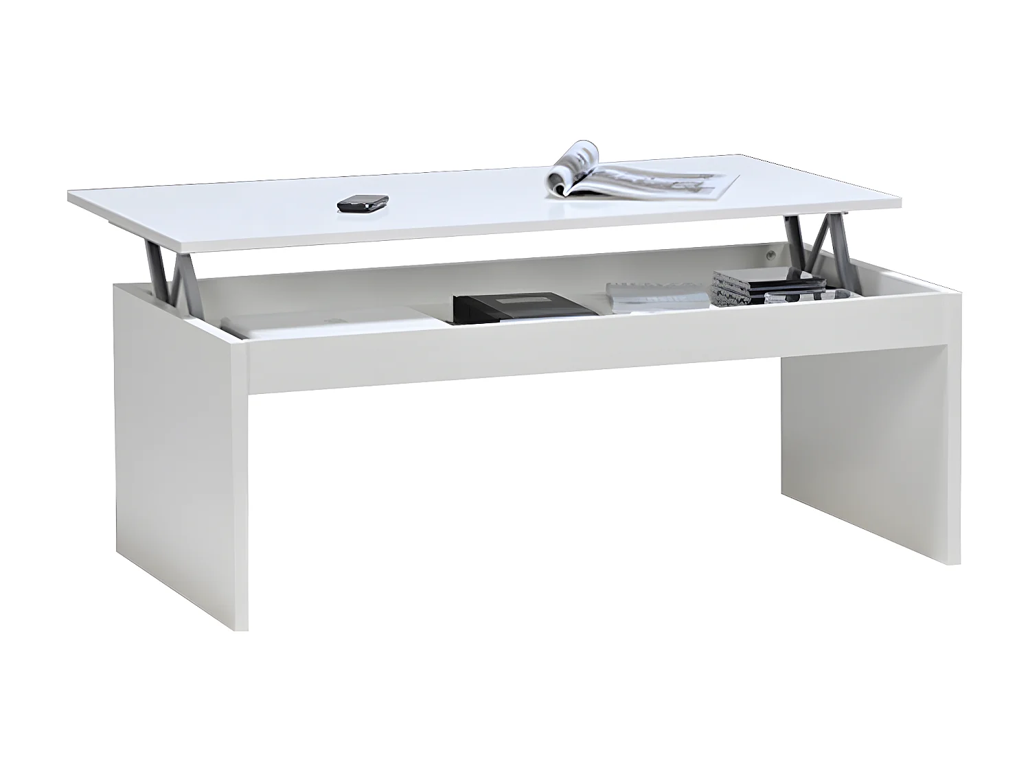Table basse plateau relevable DARWIN 100x50cm / Blanc