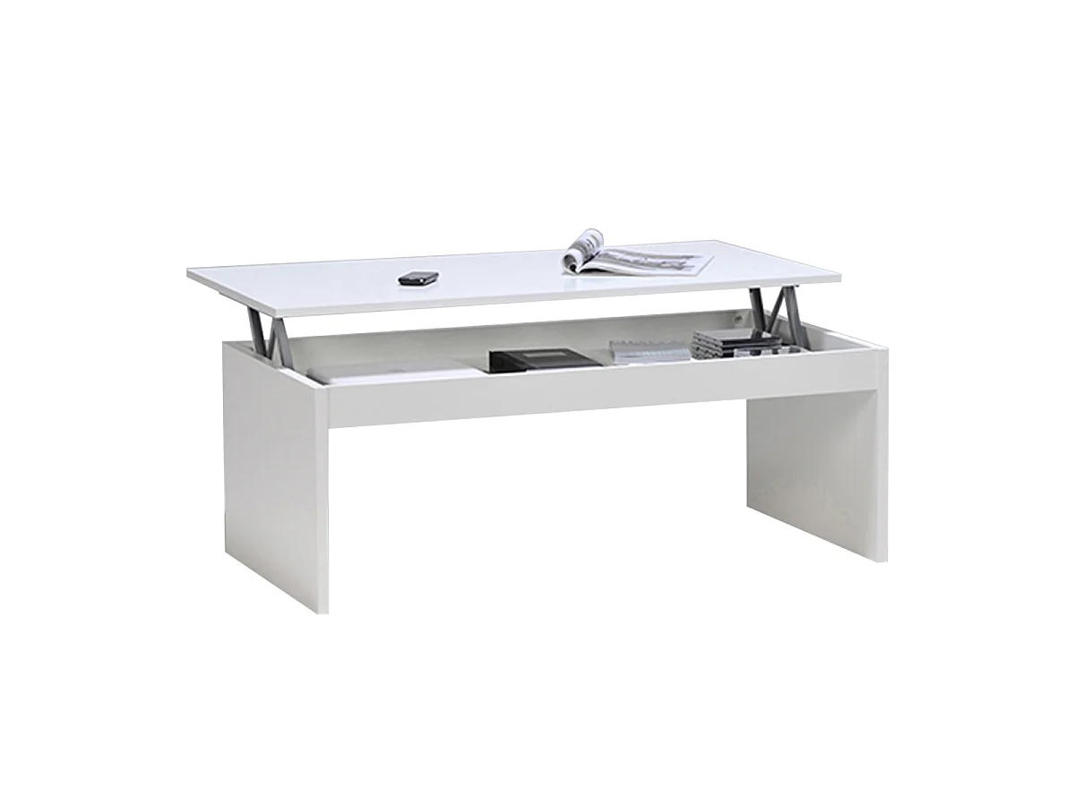 Table basse plateau relevable DARWIN 100x50cm / Blanc