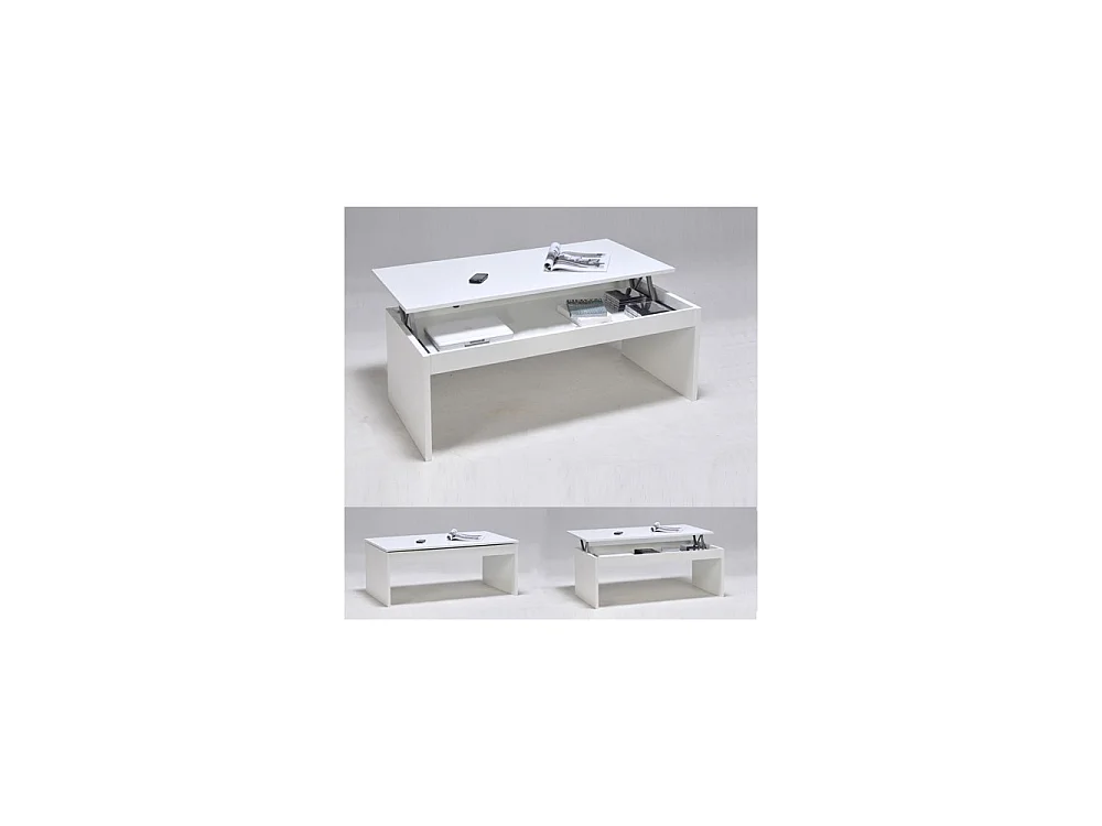 Table basse plateau relevable DARWIN 100x50cm / Blanc