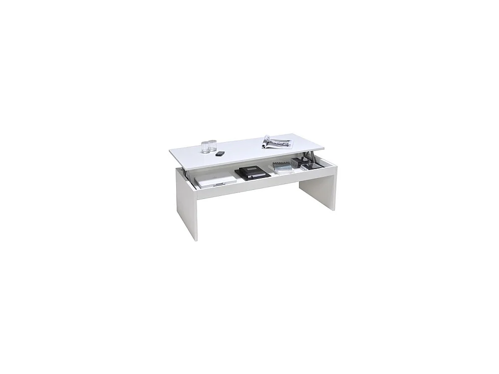 Table basse plateau relevable DARWIN 100x50cm / Blanc