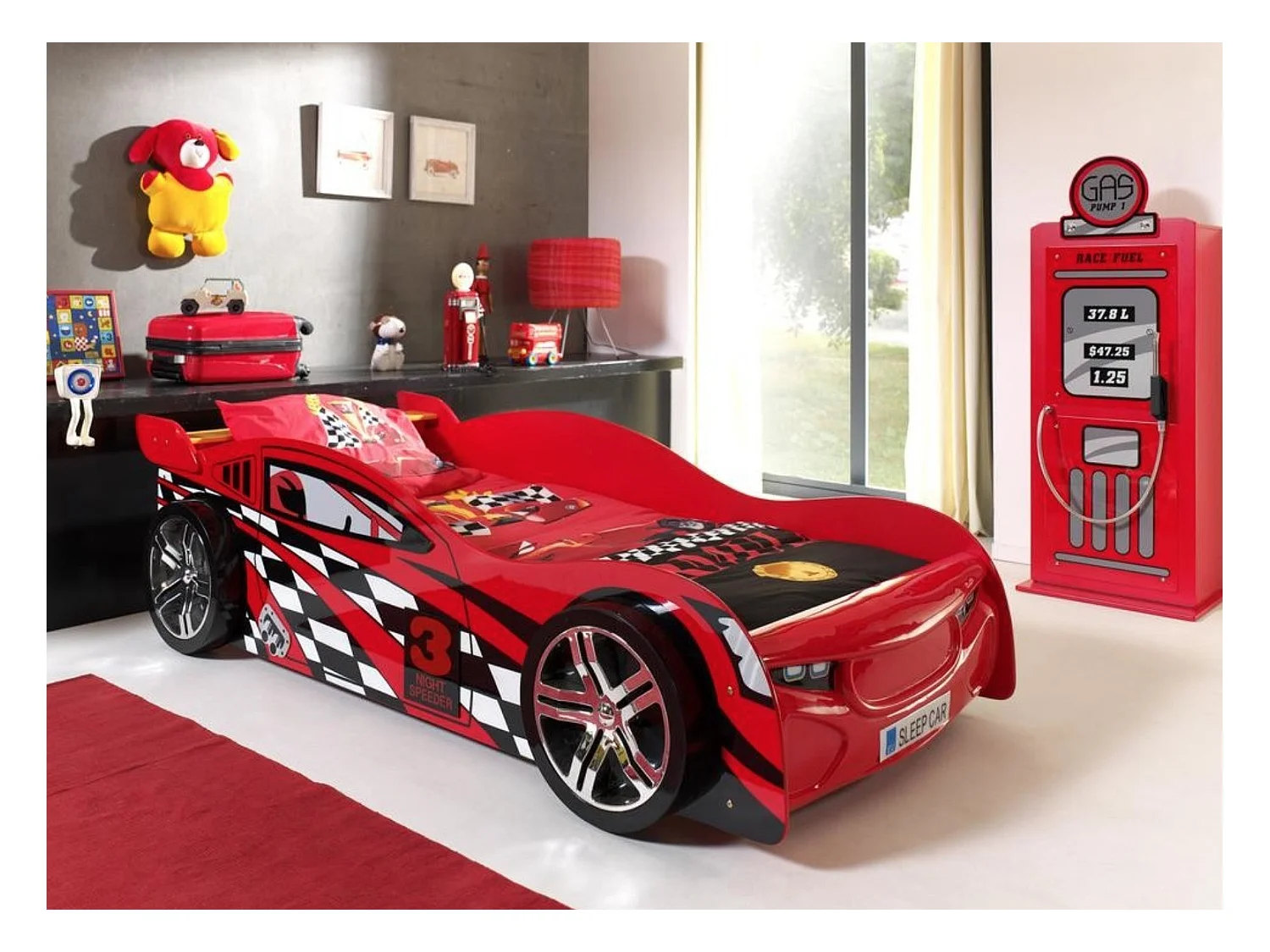 Lit Enfant Voiture "Night Speeder" 90x200cm Rouge