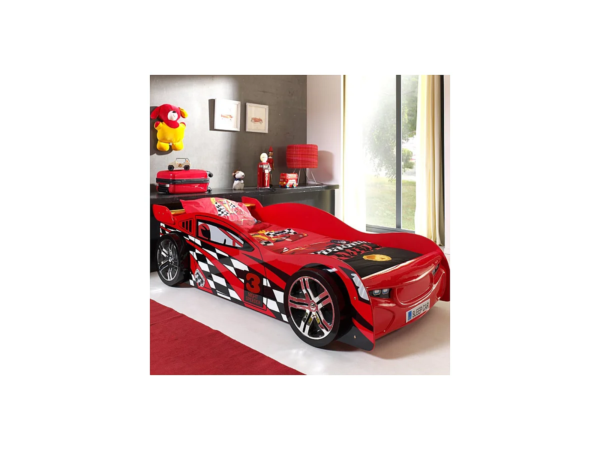 Lit Enfant Voiture "Night Speeder" 90x200cm Rouge