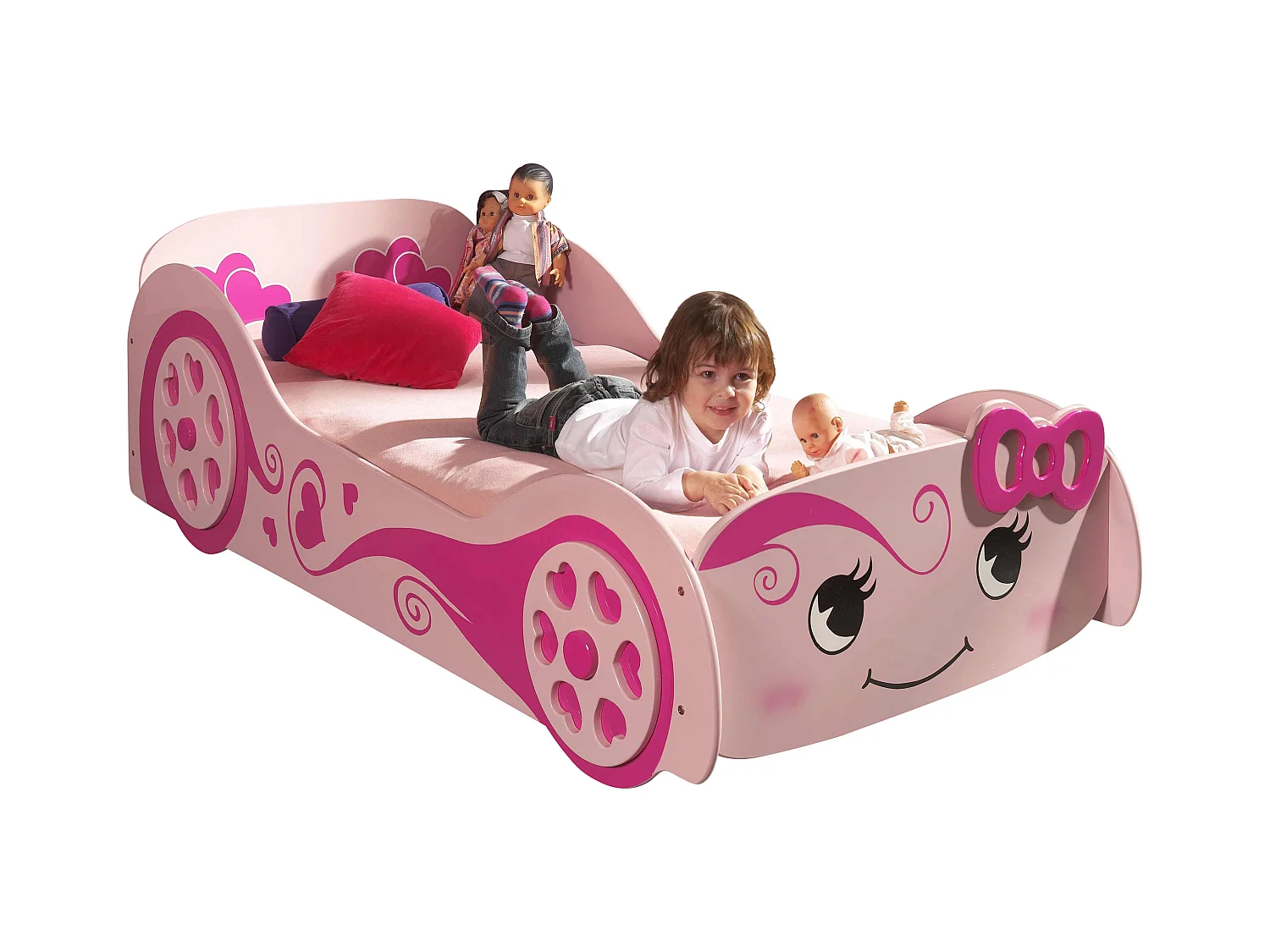 Autobed ​​90x200 cm roze hout Cara