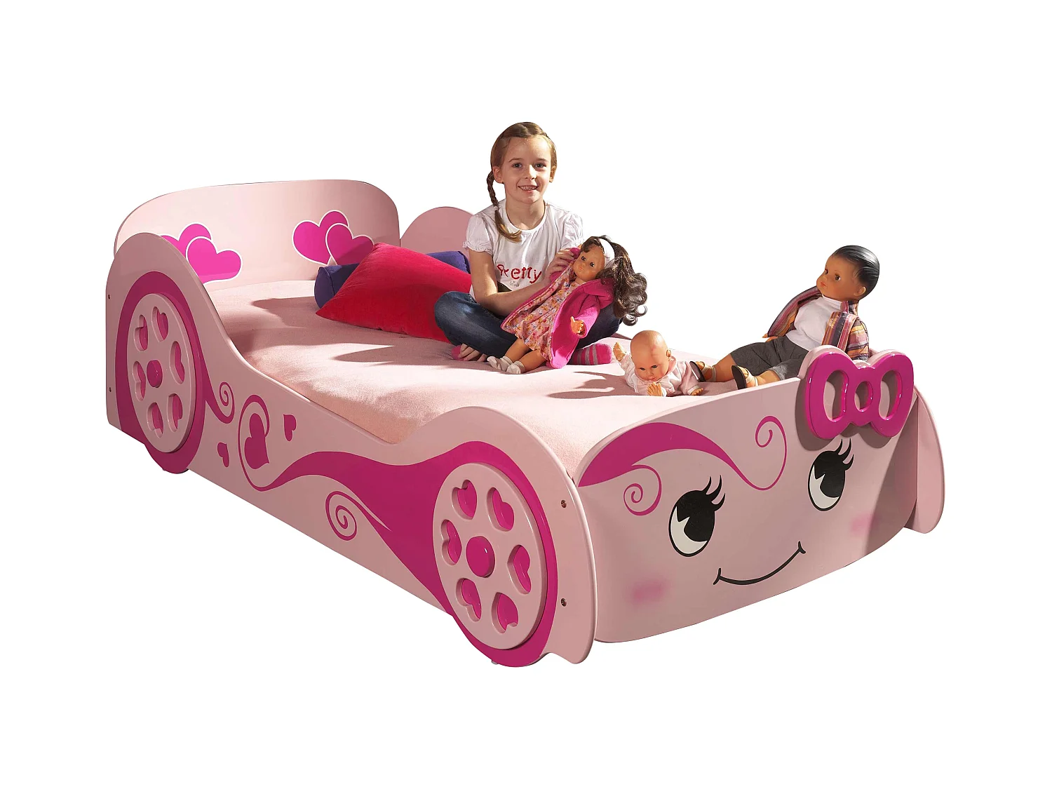 Lit Enfant Voiture "Love" 90x200cm Rose