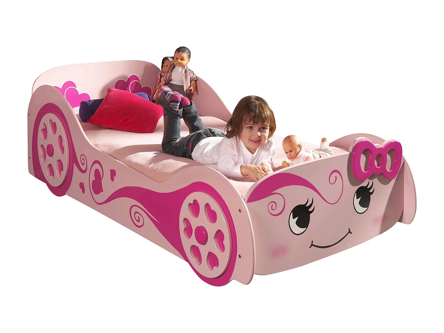 Lit Enfant Voiture "Love" 90x200cm Rose