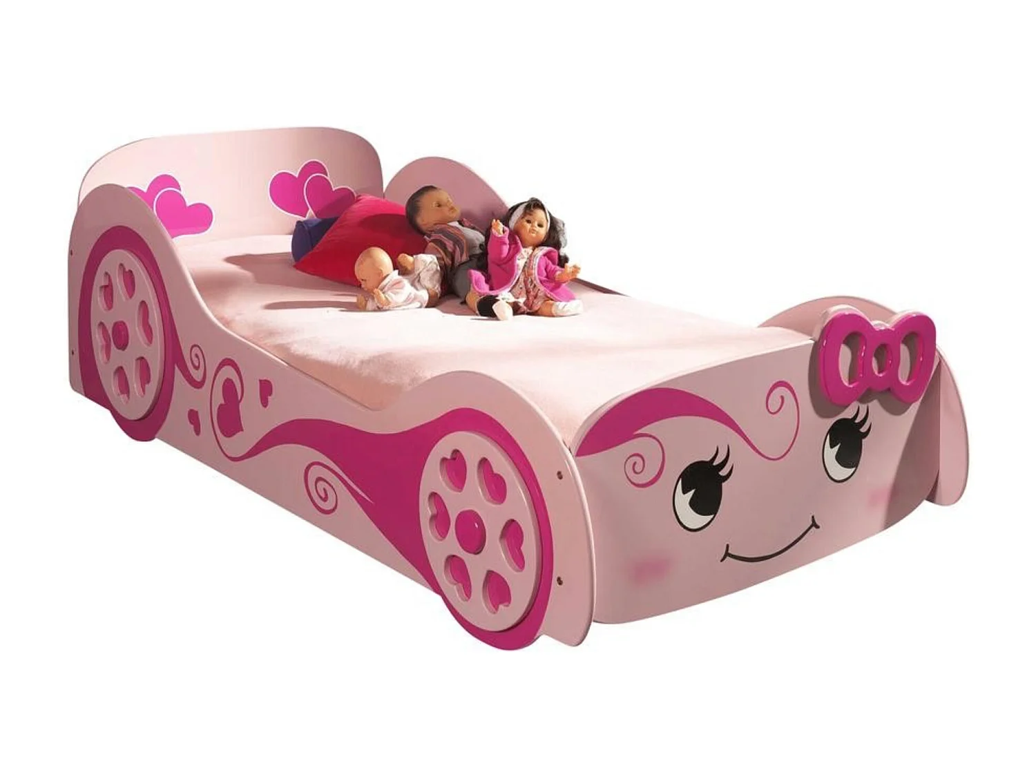 Lit Enfant Voiture "Love" 90x200cm Rose