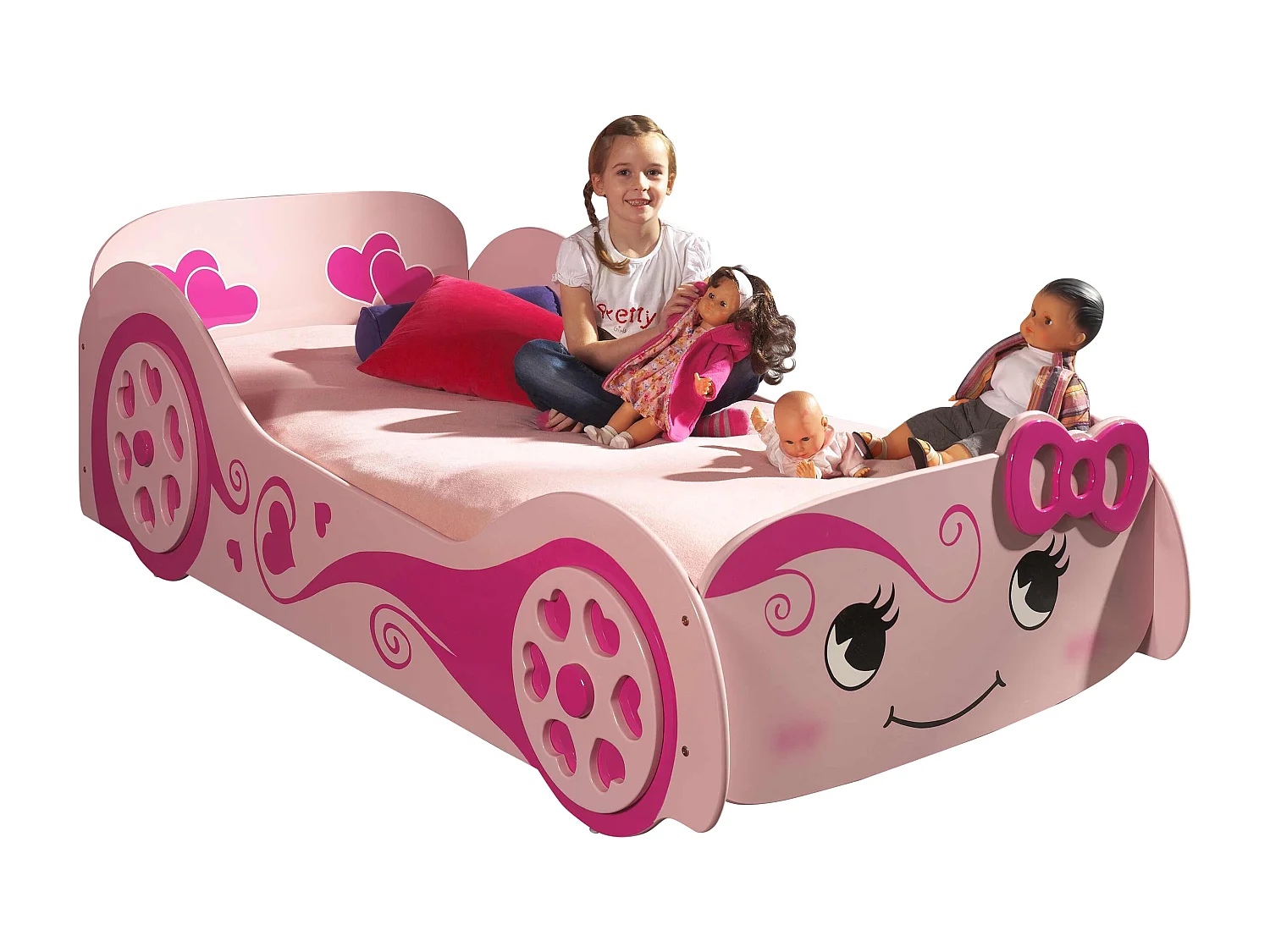 Lit Enfant Voiture "Love" 90x200cm Rose