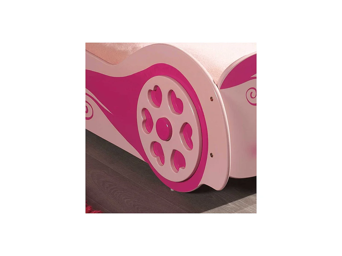Lit Enfant Voiture "Love" 90x200cm Rose