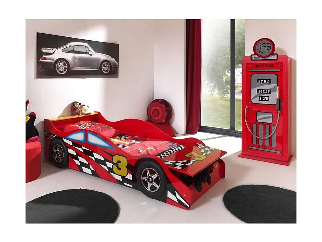 Lit Enfant Voiture "Race" 70x140cm Rouge