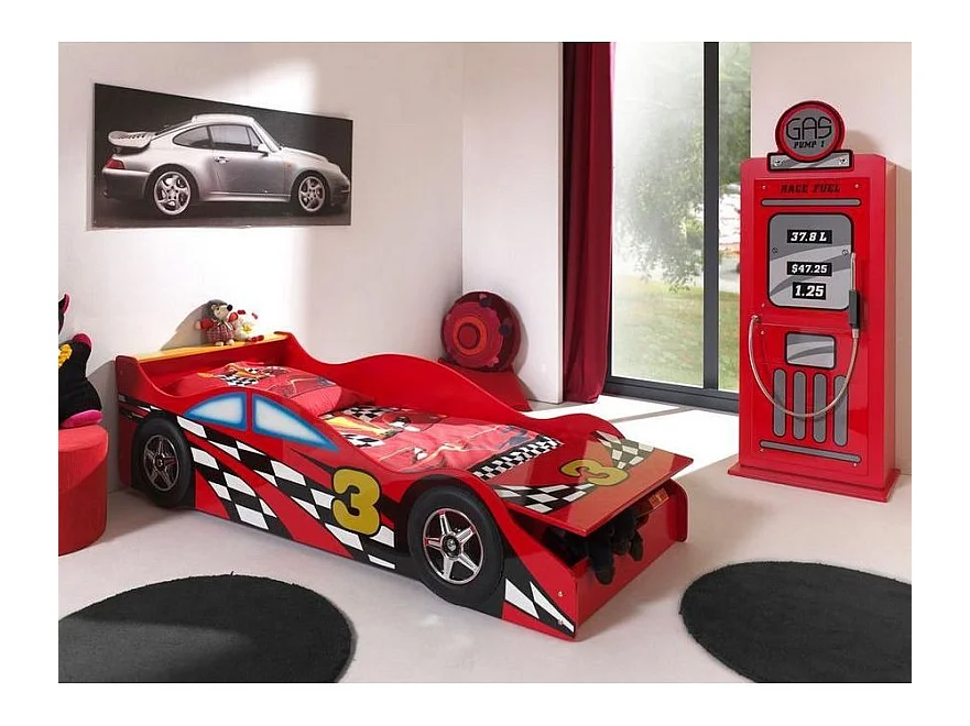 Lit Enfant Voiture "Race" 70x140cm Rouge