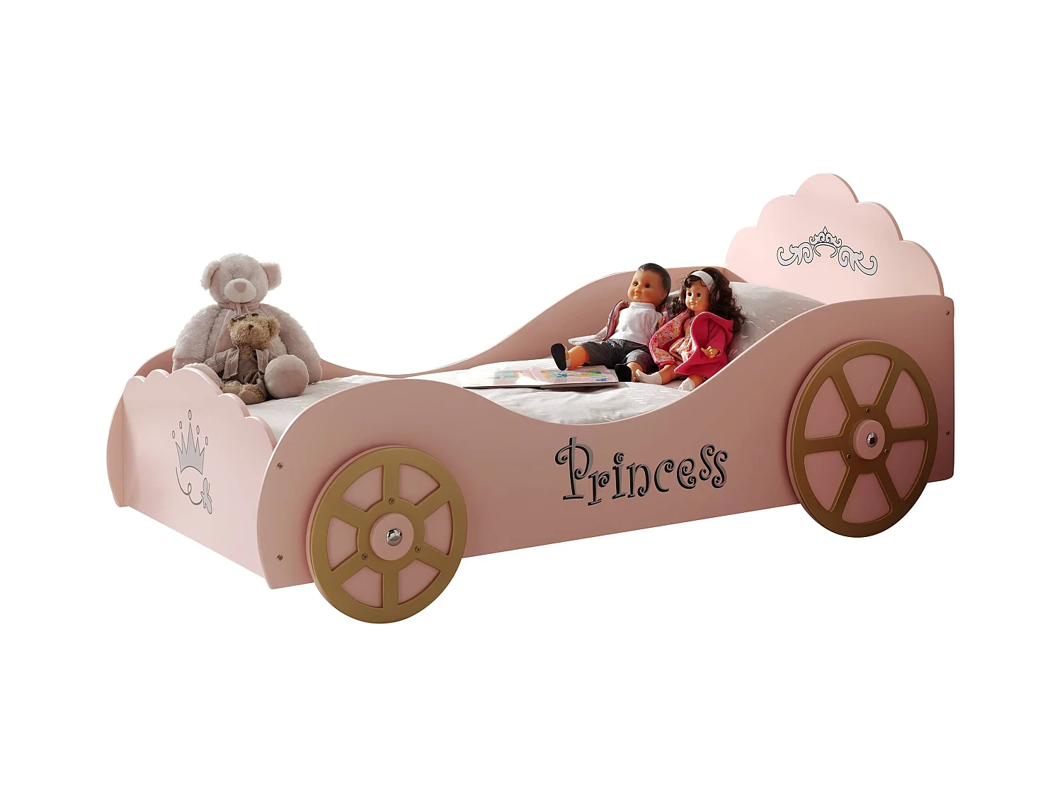 Princess autobed ​​90x200 cm roze hout Cara