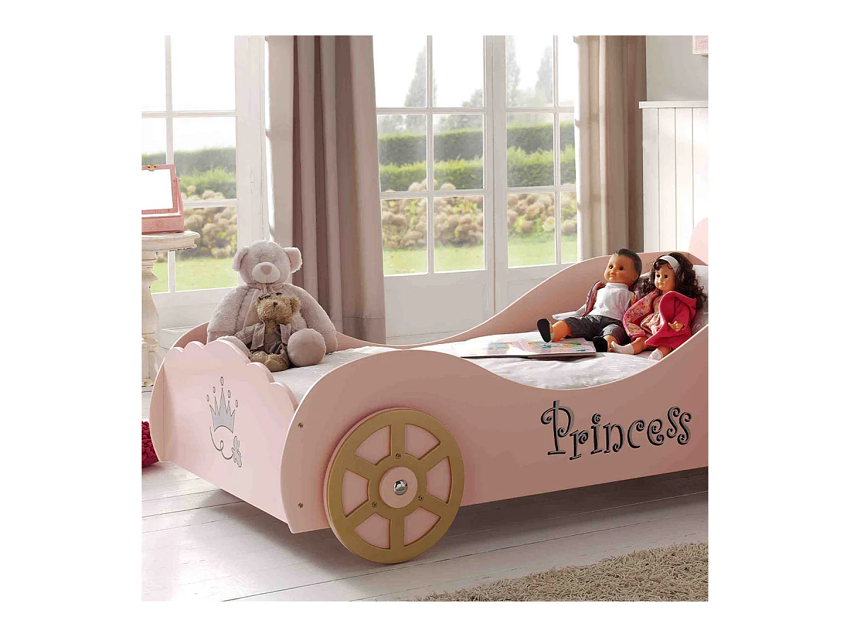 Princess autobed ​​90x200 cm roze hout Cara