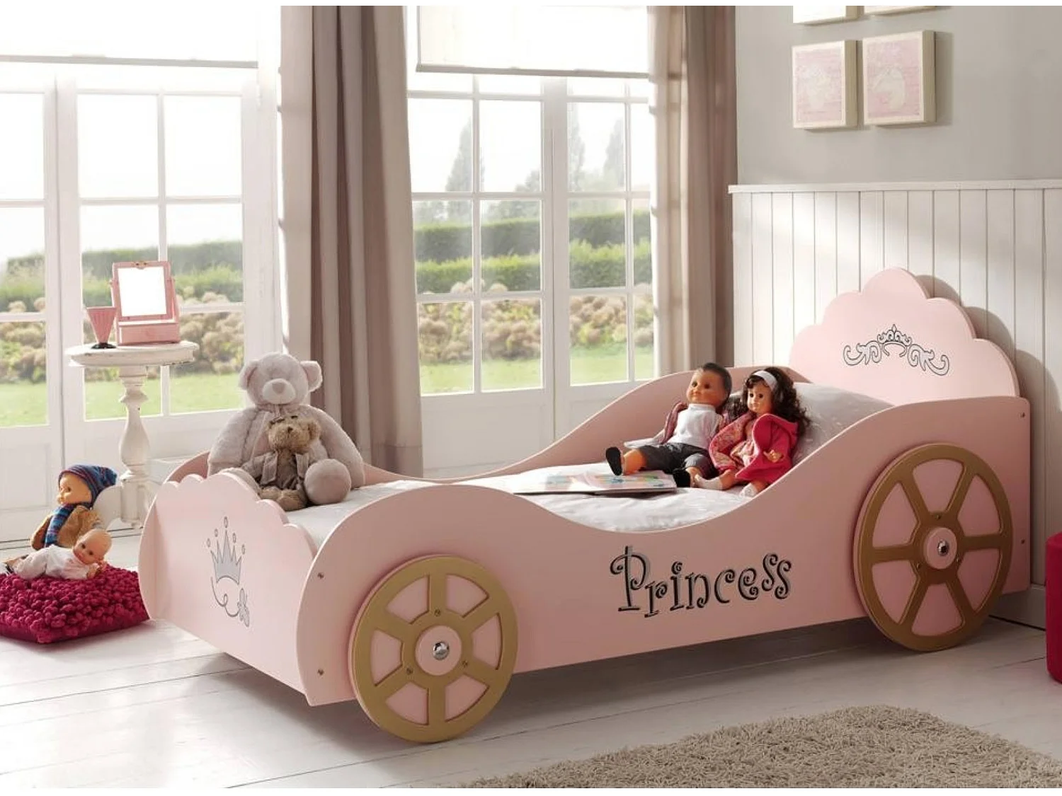 Lit Enfant Princesse "Voiture" 90x200cm Rose