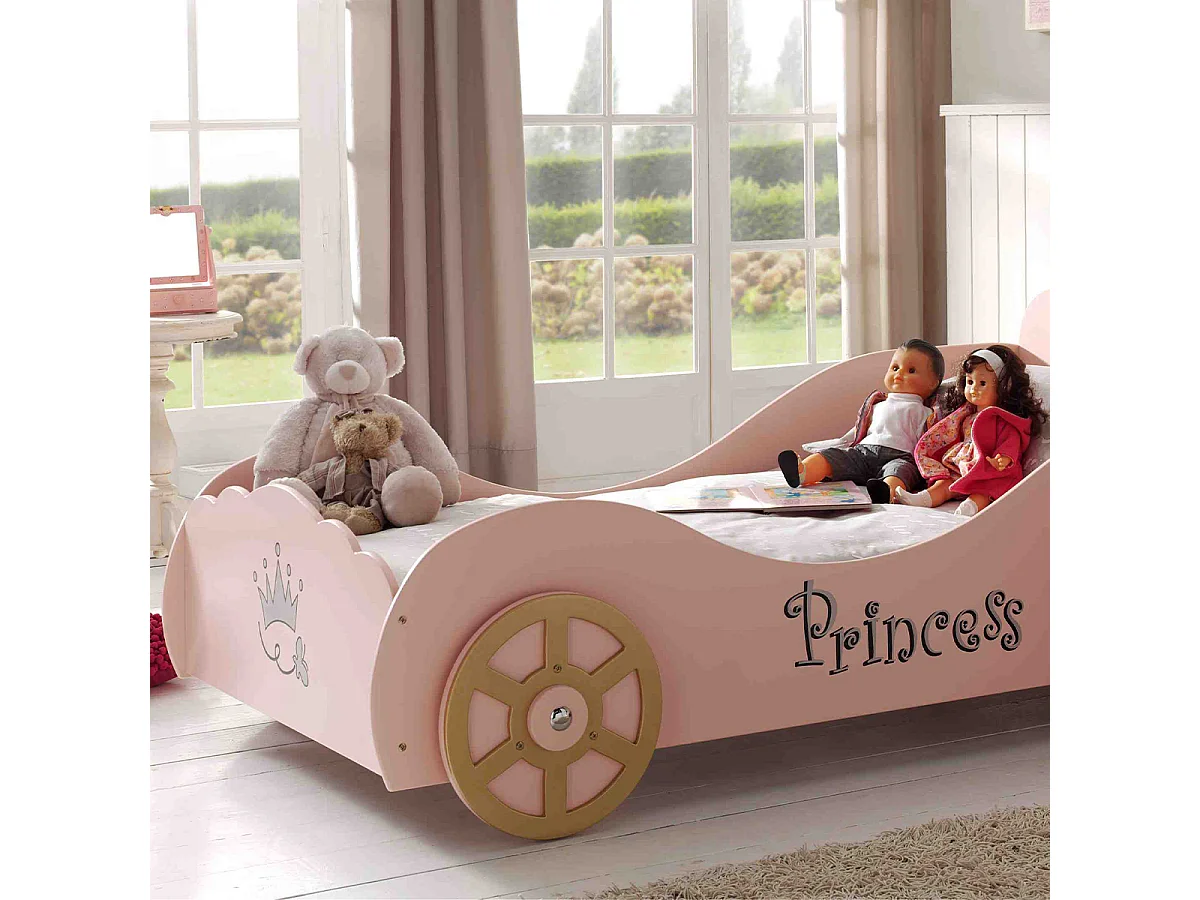 Lit Enfant Princesse "Voiture" 90x200cm Rose