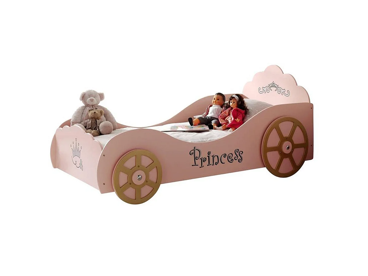 Lit Enfant Princesse "Voiture" 90x200cm Rose