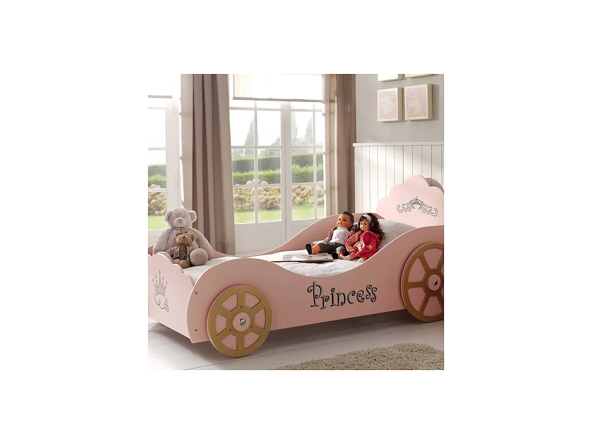 Lit Enfant Princesse "Voiture" 90x200cm Rose