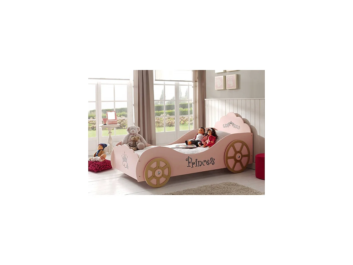 Lit Enfant Princesse "Voiture" 90x200cm Rose