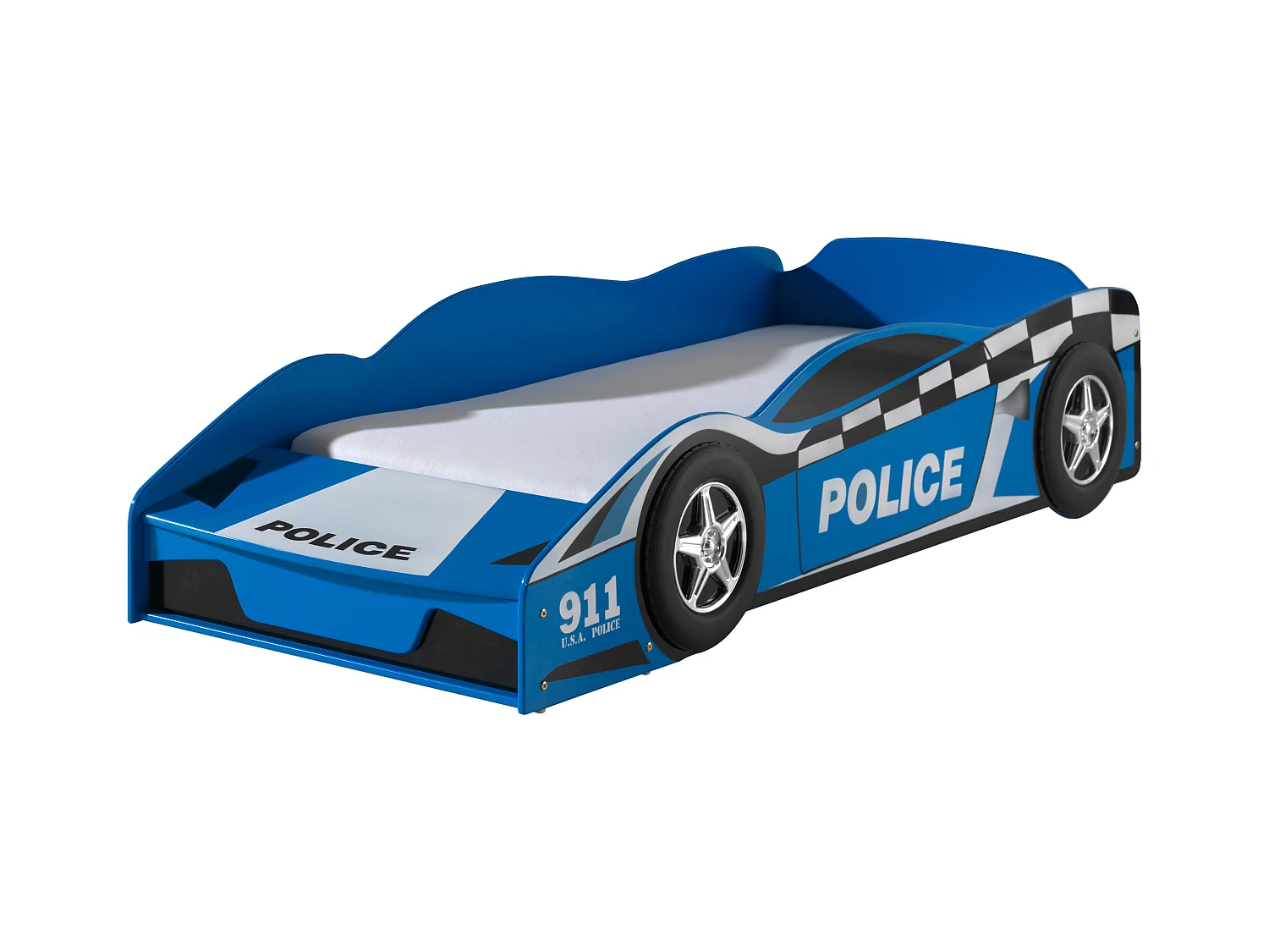 Peuterpolitieautobed ​​70x140 cm blauw hout