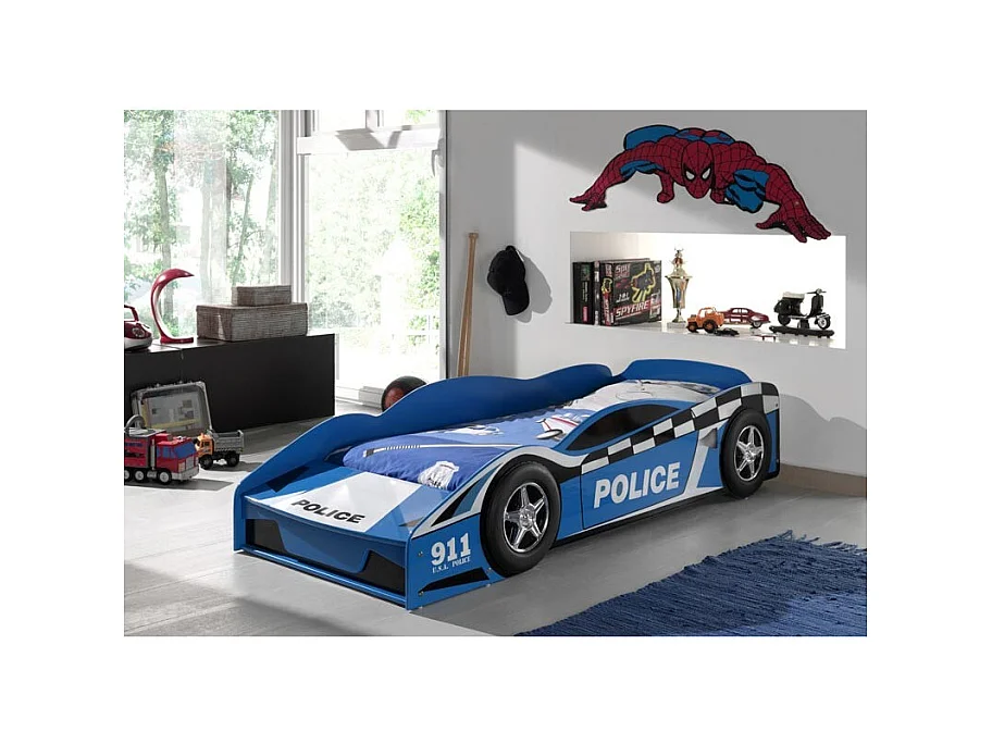 Peuterpolitieautobed ​​70x140 cm blauw hout