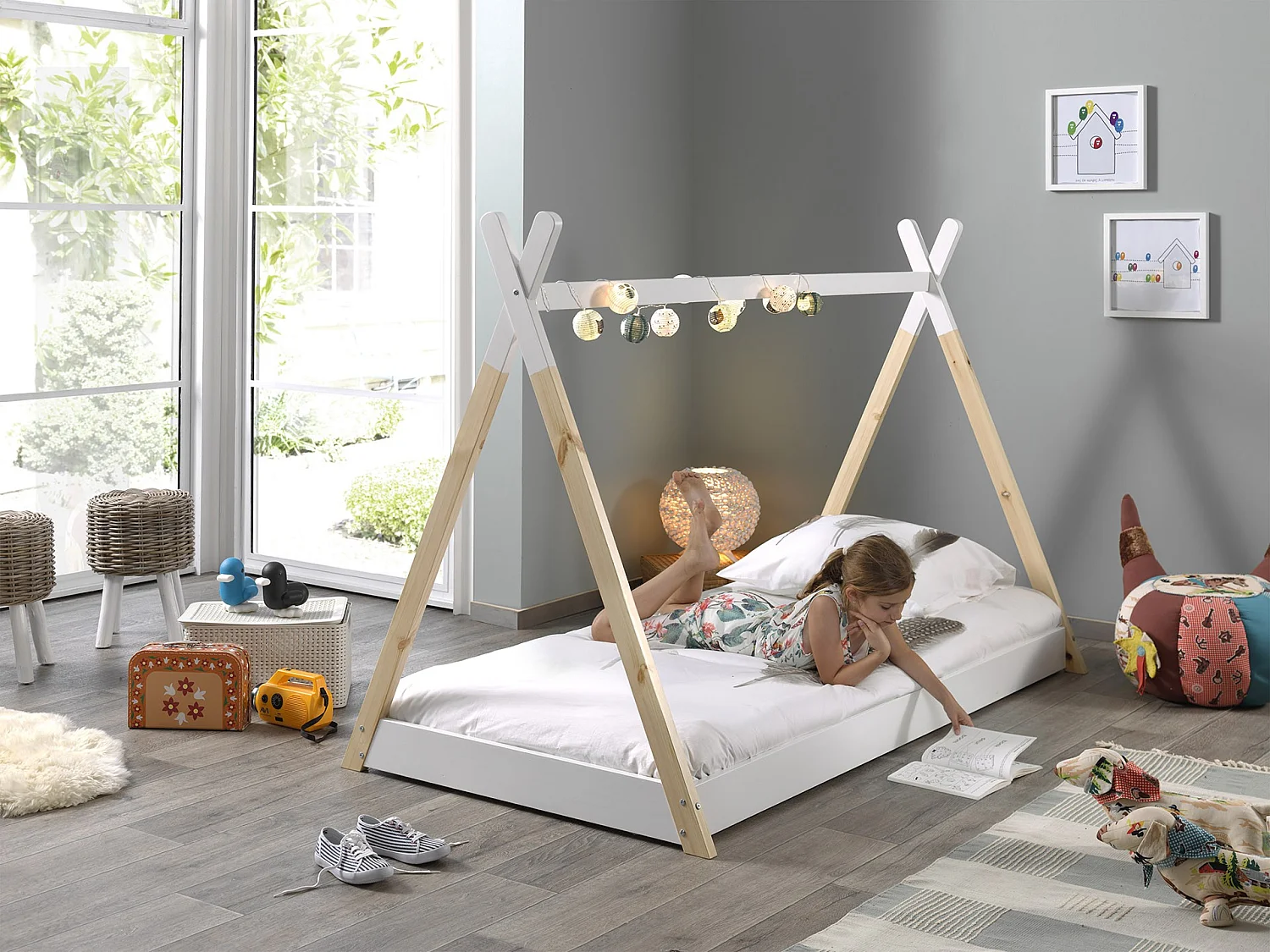 Lit Enfant Design "Tipi" 90x200cm Blanc