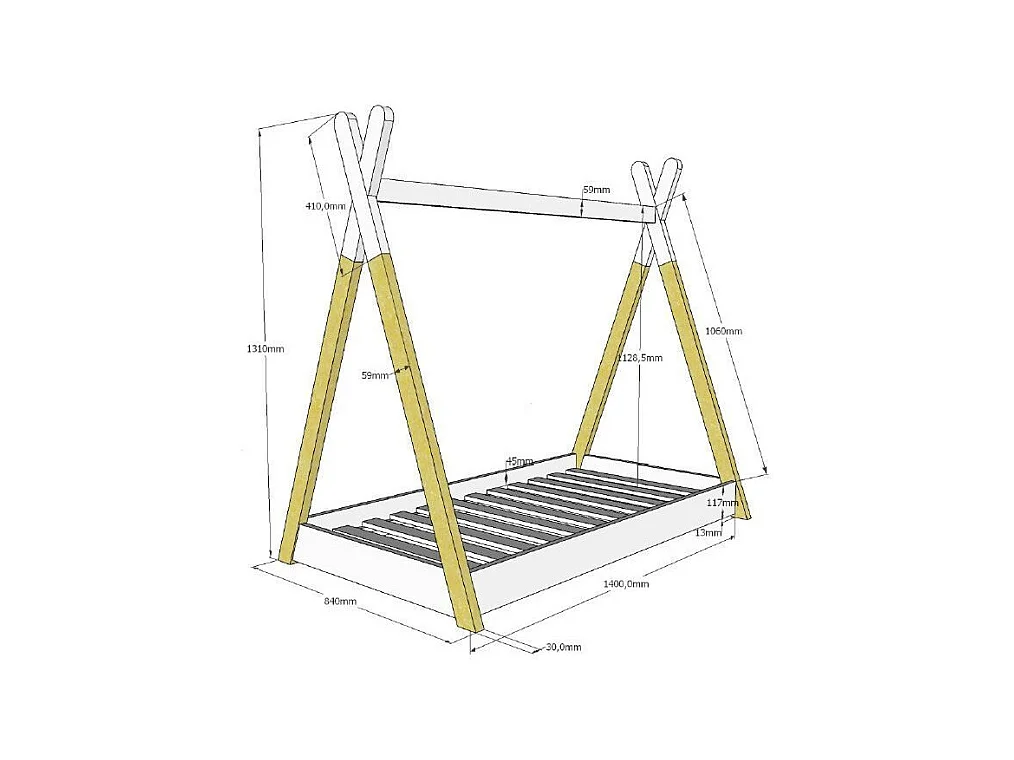 Lit Enfant Design "Tipi" 70x140cm Blanc