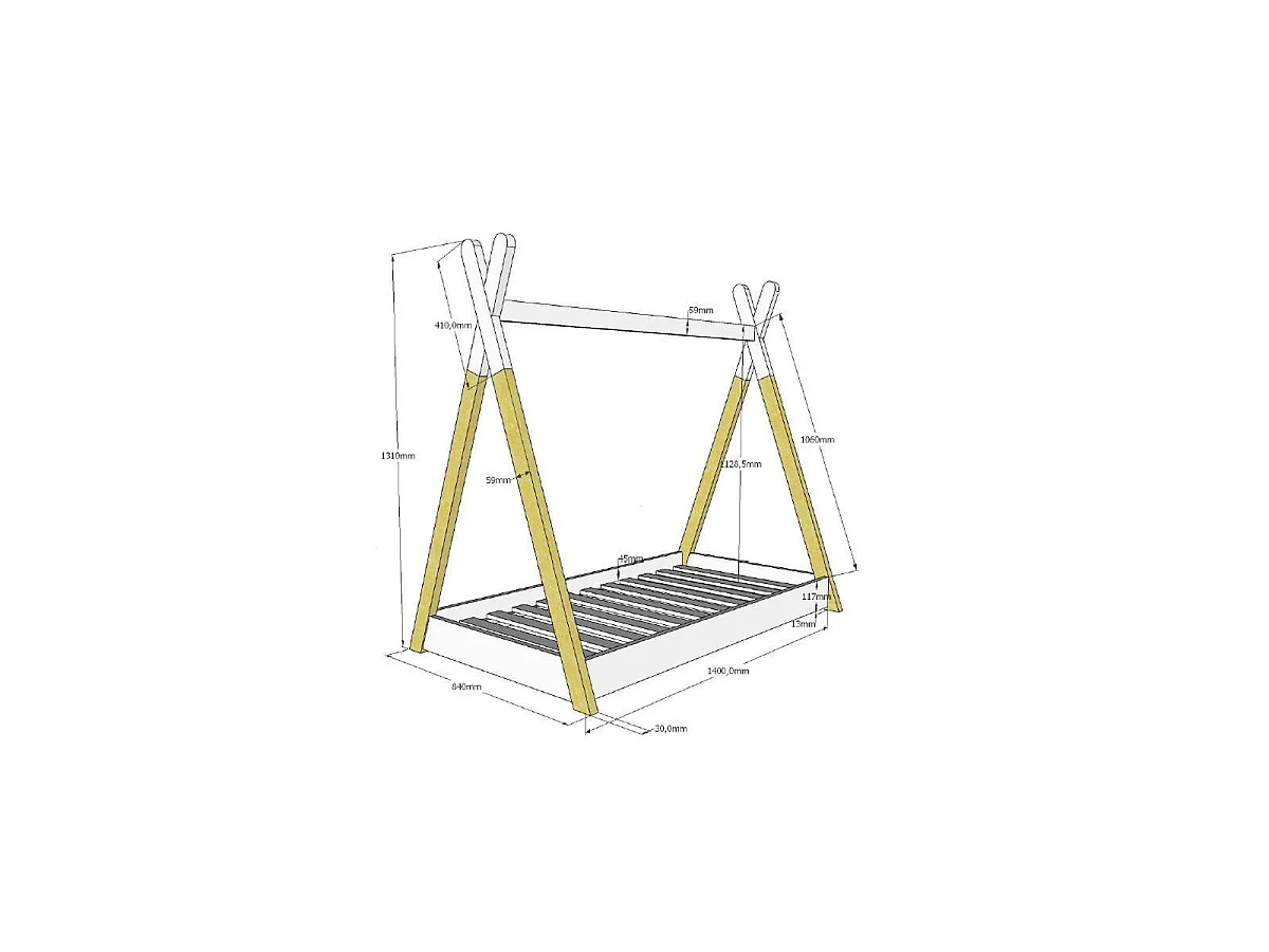 Lit Enfant Design "Tipi" 70x140cm Blanc