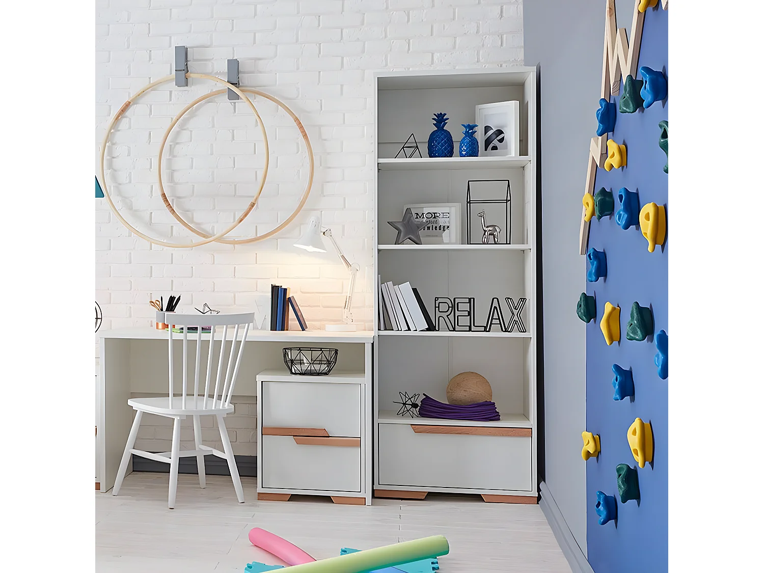 Bibliothèque Snap Blanc et bois