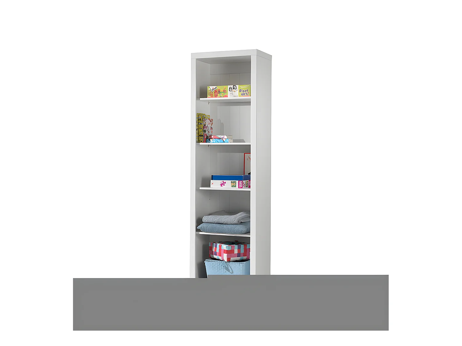 Librería Robin de 5 niveles de madera lacada en blanco
