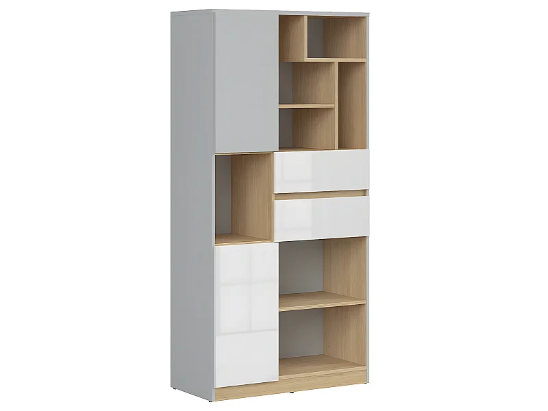 Liberia 2 ante 2 cassetti Pop grigio e bianco 164cm