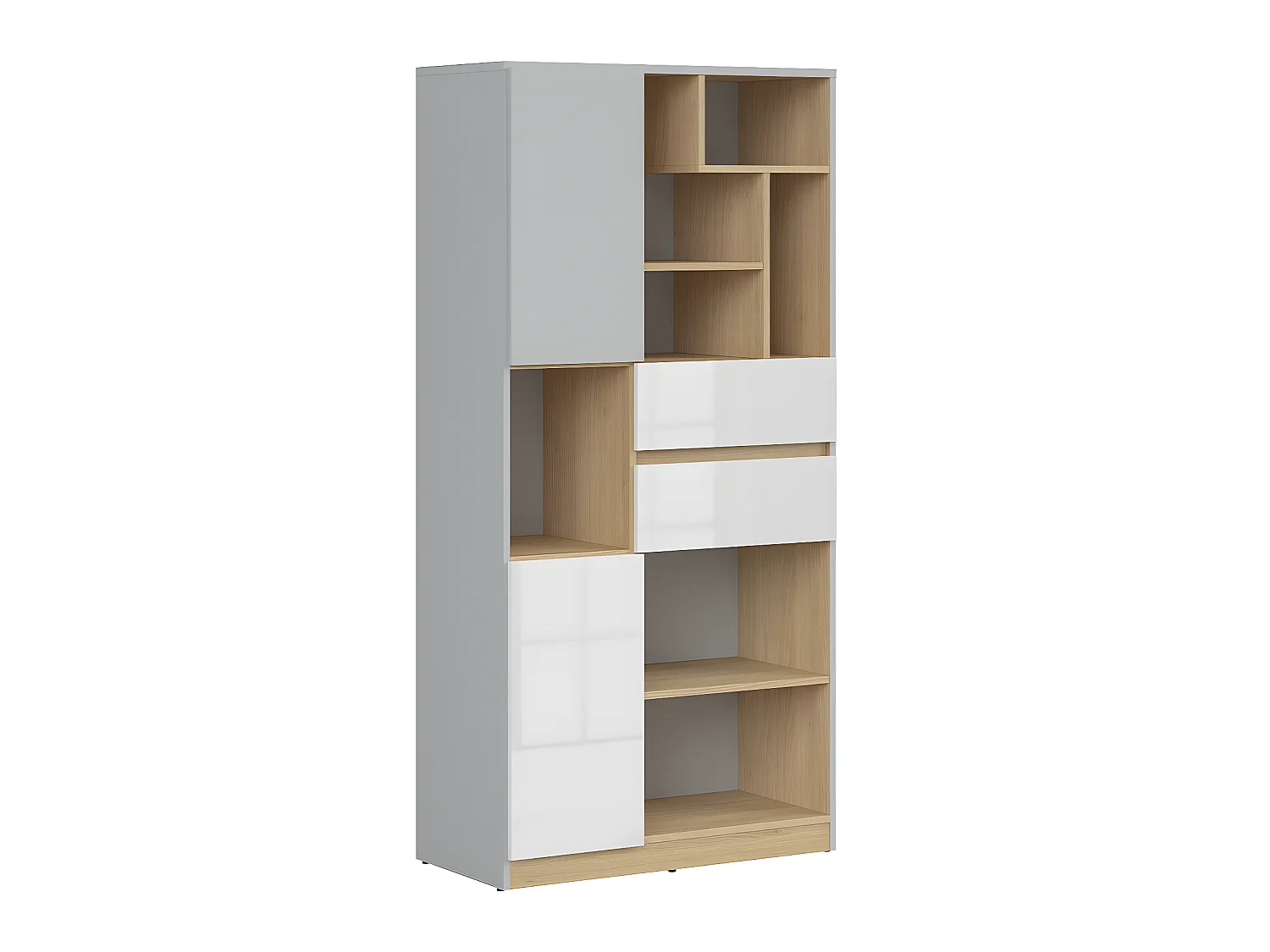 Liberia 2 ante 2 cassetti Pop grigio e bianco 164cm