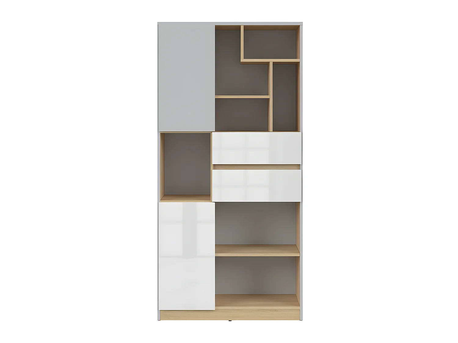 Liberia 2 ante 2 cassetti Pop grigio e bianco 164cm