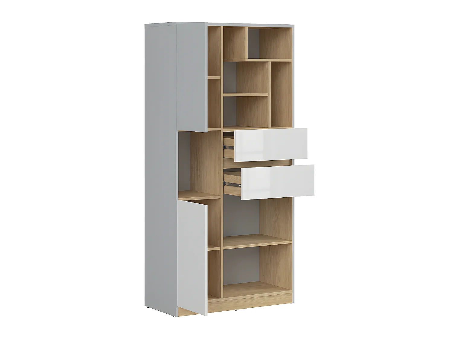 Liberia 2 ante 2 cassetti Pop grigio e bianco 164cm