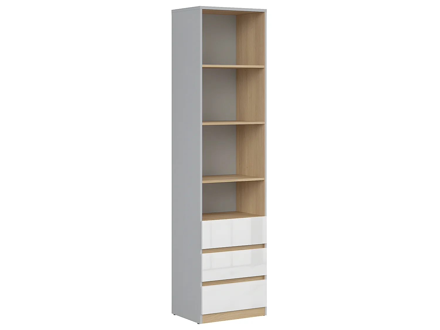 Bibliothèque 3 tiroirs Pop Gris et Blanc