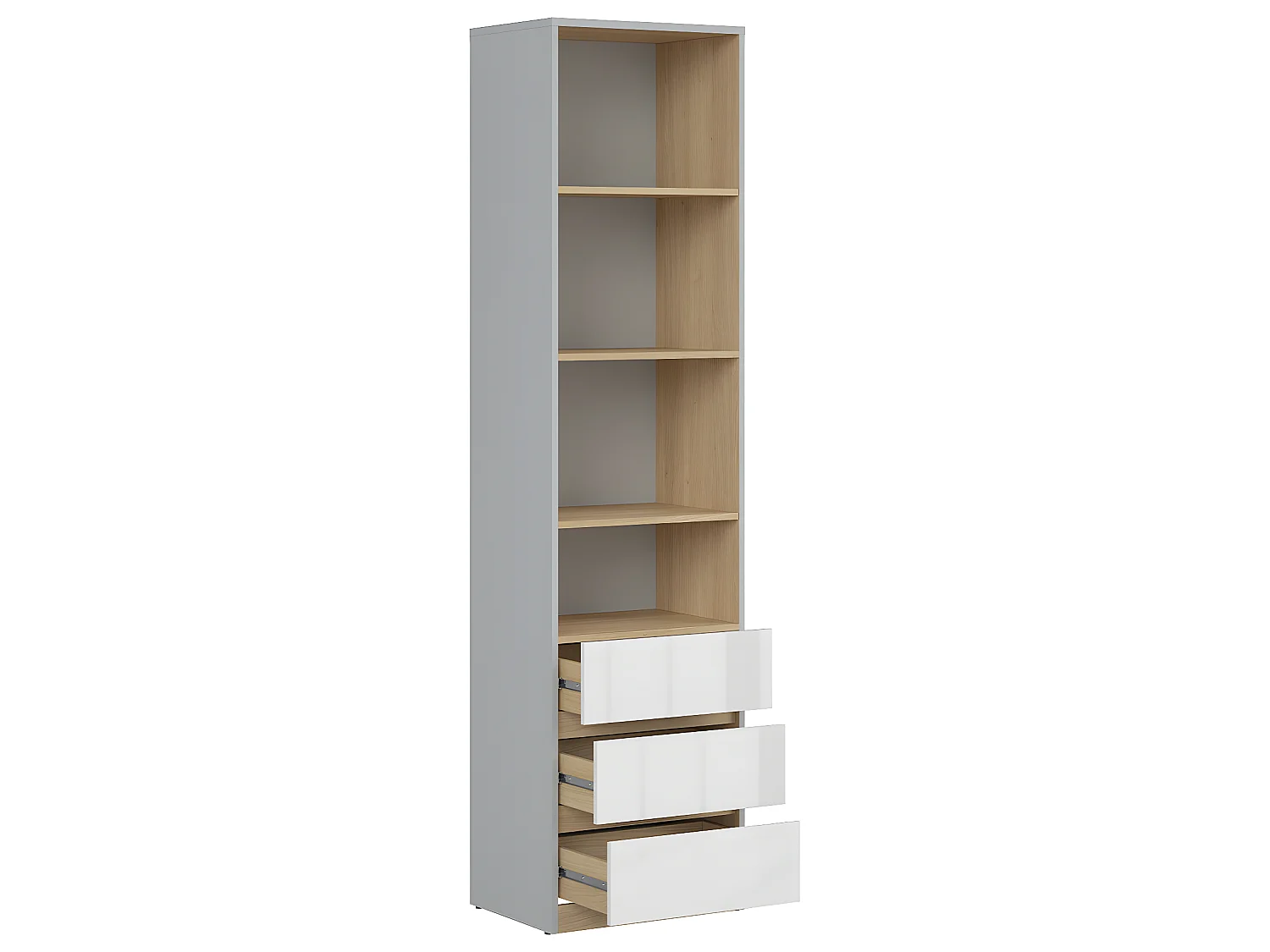 Bibliothèque 3 tiroirs Pop Gris et Blanc