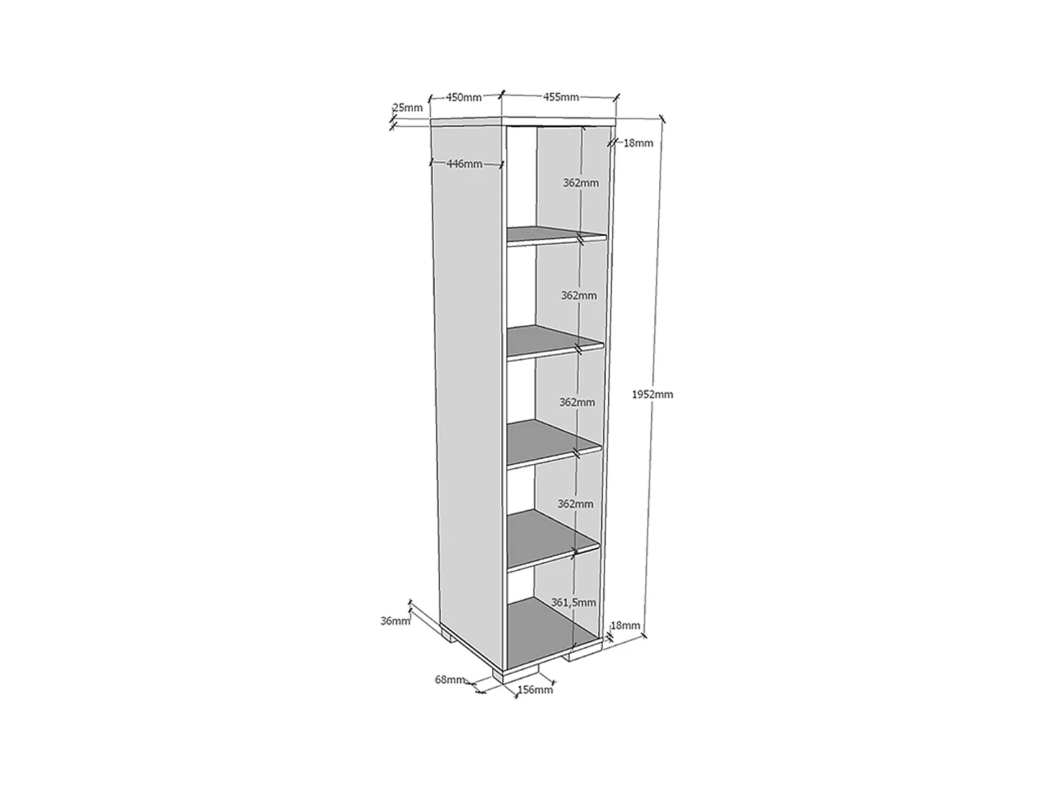 Librería London 5 niveles haya gris antracita